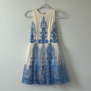 Altar’d State Blue and Cream Sleeveless Dress